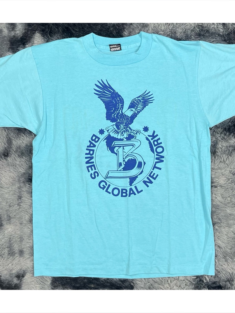 Vintage 94' Barnes Global Network Blue Graphic T-Shirt